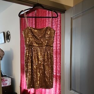 BCBG MAXAZRIA, "CAROLE" sequin Dress, Size 8, Champagne